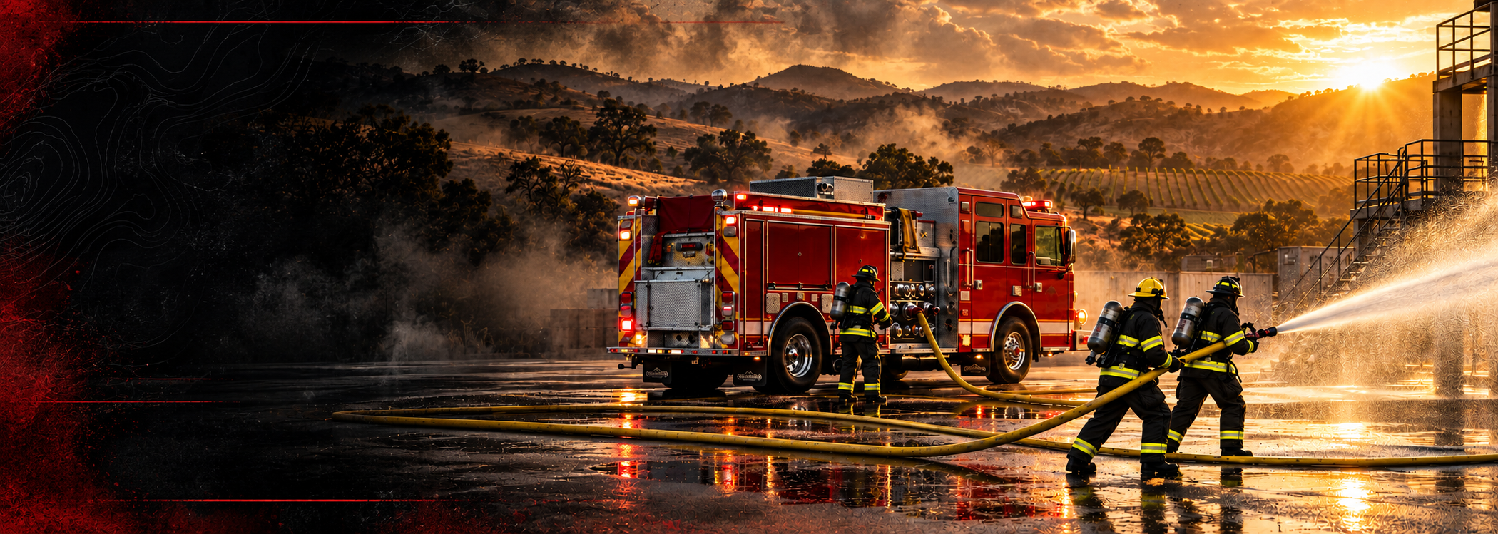 Firefighters conducting a hose-line training evolution in Sonoma Valley